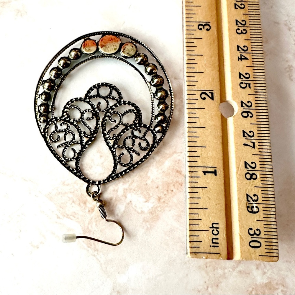 3/$22🩶 Western Turquoise Stone Antiqued Gold Tone Delicate Teardrop Earrings NEW - Picture 7 of 11